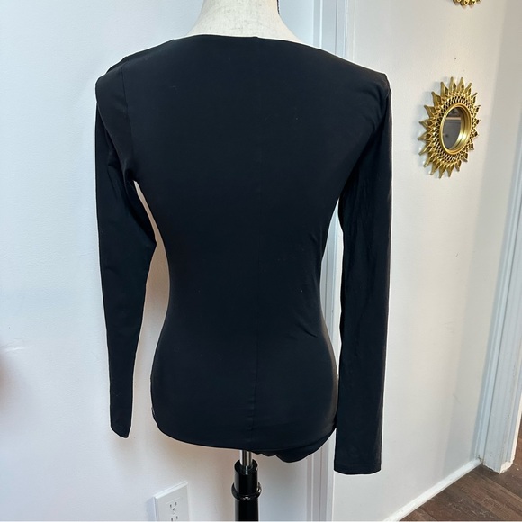 Everlane Classic Black Long Sleeve V-neck Bodysuit‎ Womens M Capsule Minimalist - Picture 5 of 11